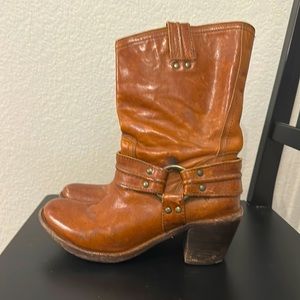 Frye Brown Chunky Heeled Boots